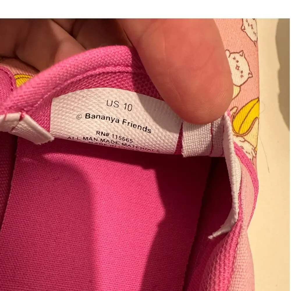 BANANYA FRIENDS Slip-on Sneakers NWT Pink Canvas Size US 10